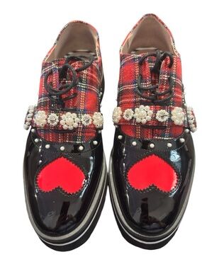 Betsey Johnson Womens Simonee Embellished Lace Up Oxford Loafers Sz 8 new in box